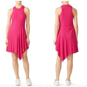 A.L.C. Bea Ribbed Tank Dress Asymmetrical Fuchsia Hot Pink Sz M {JJ22}